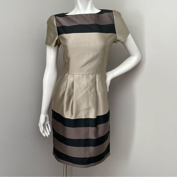 L.K. BENNETT London Accalia Gold & Black Striped Jacquard Dress - Picture 1 of 9
